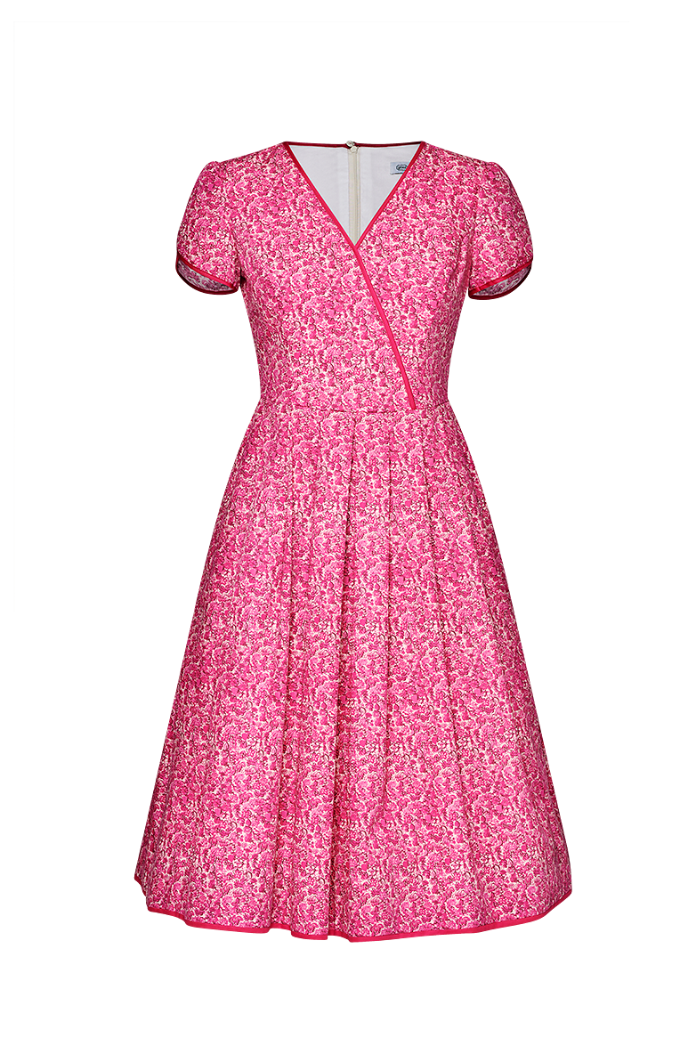 g-ssl-millefleurs-kleid-rosa-baumwolle-v-ausschnitt image 1
