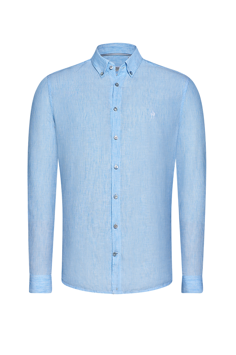 g-ssl-gegen-die-hitz-leinenhemd-button-down-blau-gestreift image 1