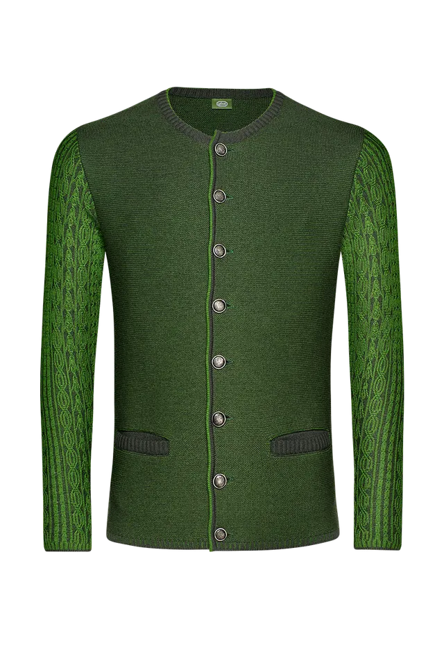 g-ssl-strickjacke-zur-ledernen-herren-trachtenjacke-gr-n-schurwolle image 1