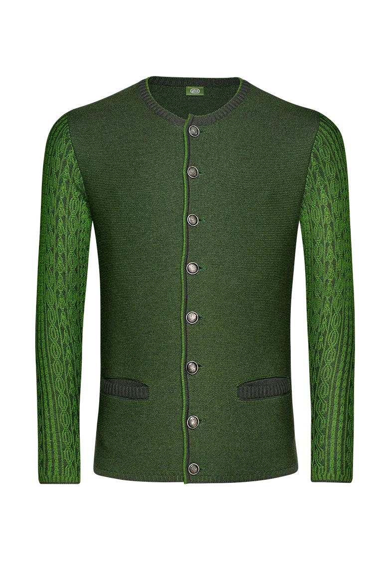 g-ssl-strickjacke-zur-ledernen-herren-trachtenjacke-gr-n-schurwolle image 1