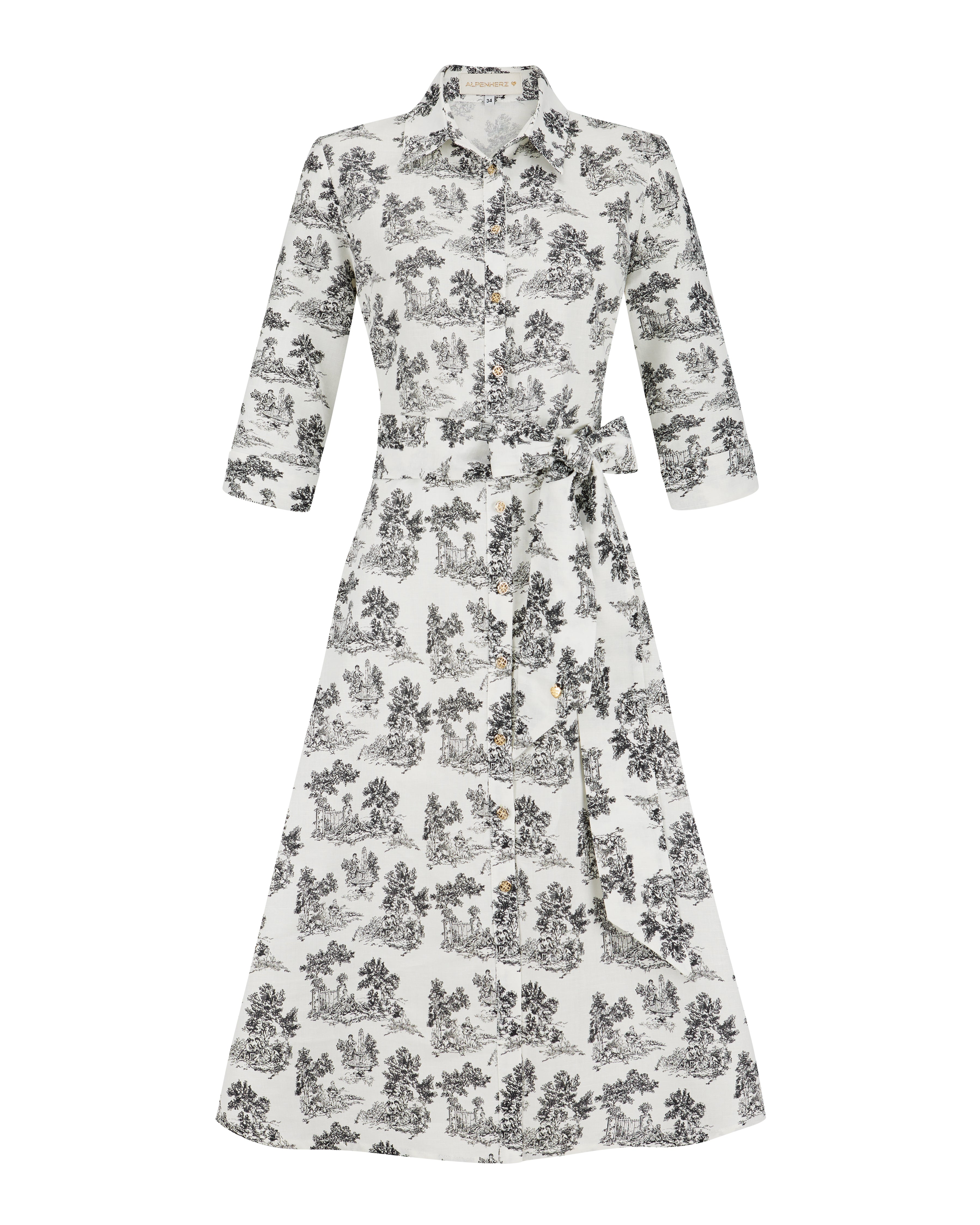 alpenherz-blusenkleid-monaco-toile-de-jouy-schwarz-wei image 2
