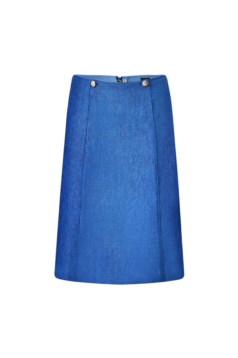 g-ssl-ausgestellter-panama-rock-kurzer-leinen-rock-in-blau image 1
