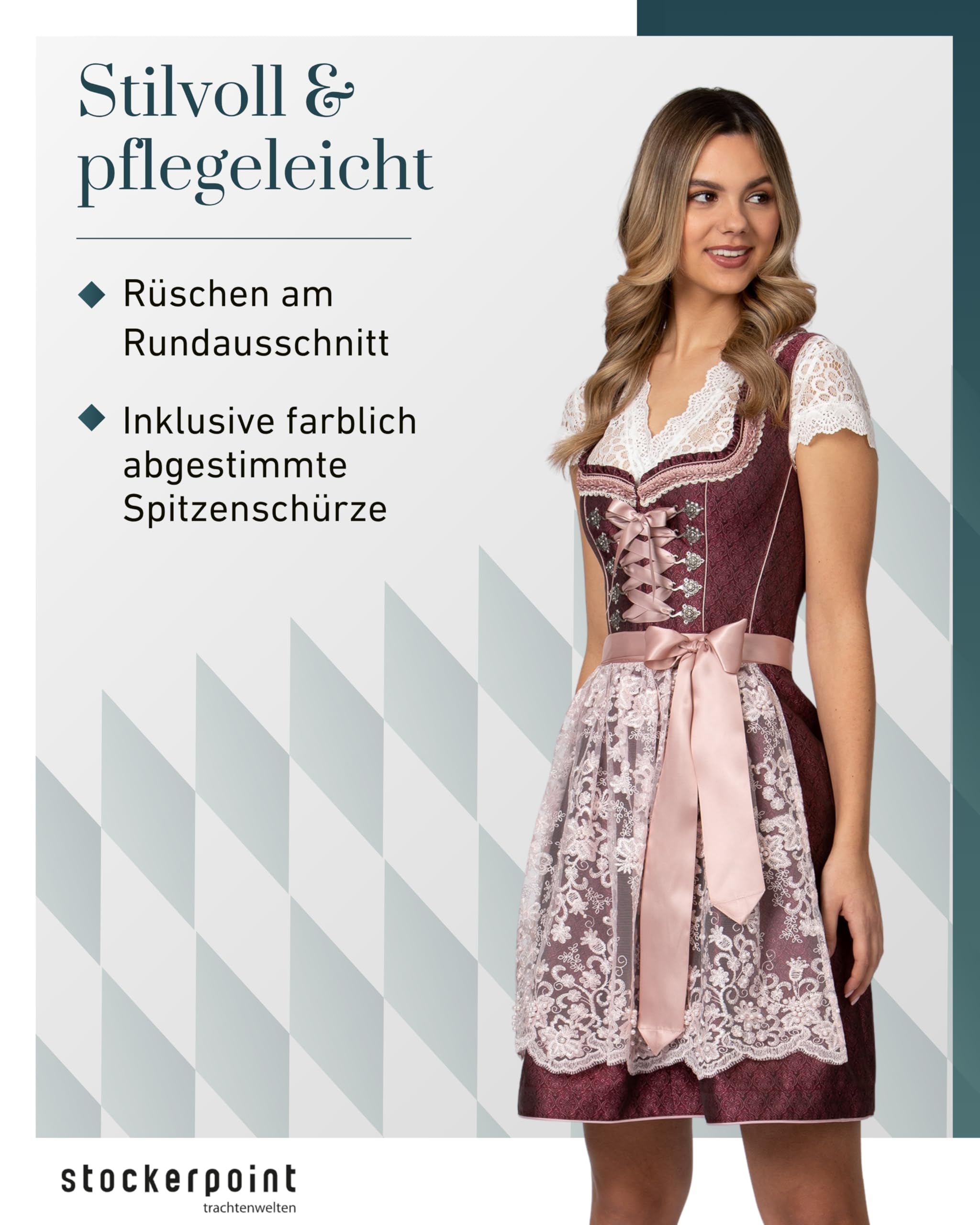 stockerpoint-dirndl-rosalinde-jacquard-dirndl-bordeaux image 3