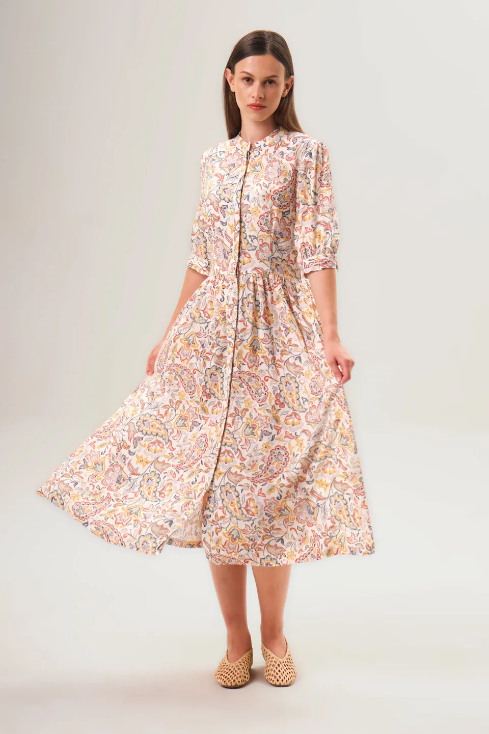 felicitas-damen-kleid-kordelia-leinen-viskose-stehkragen image 1