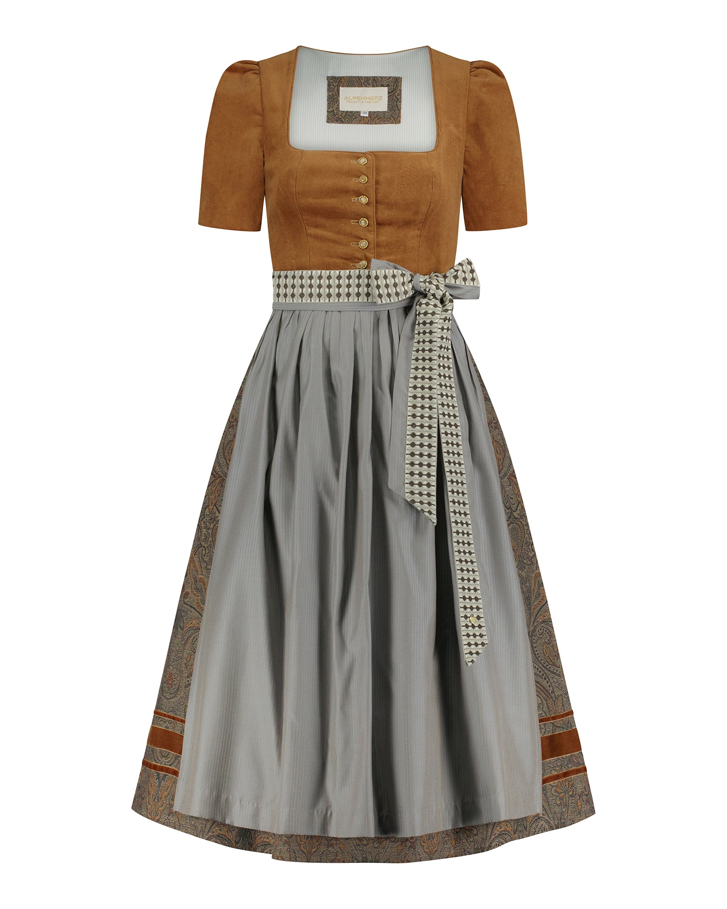 alpenherz-rmchendirndl-therese-stretchcord-dirndl-75-cm-caramel image 1