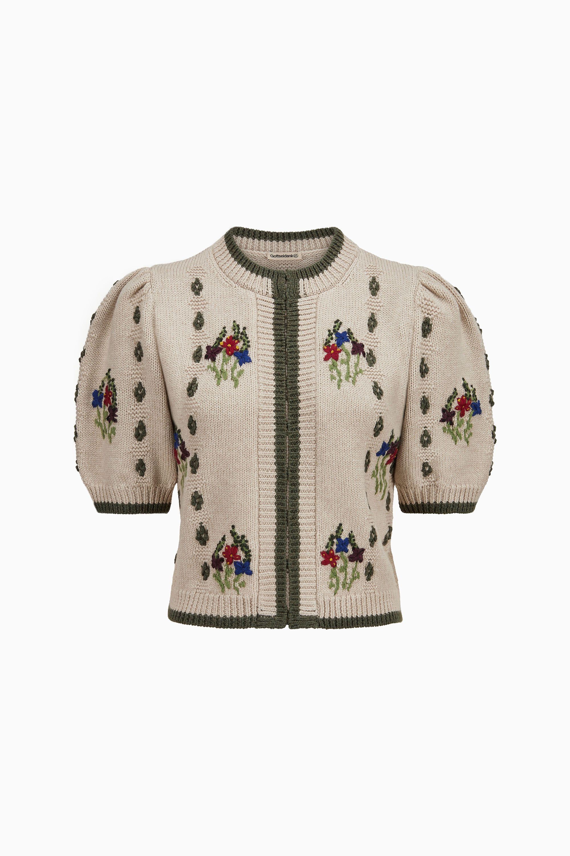 gottseidank-damenstrickjacke-annikki-puff-rmel-stickerei image 1