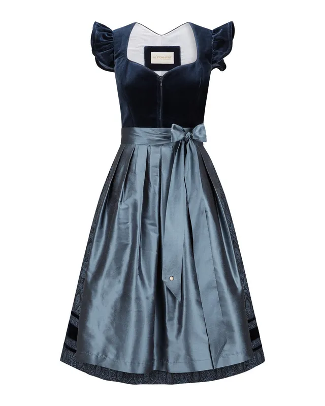 alpenherz-samtdirndl-melissa-mit-abkn-pfbarem-arm-blau-mit-seidensch-rze image 1