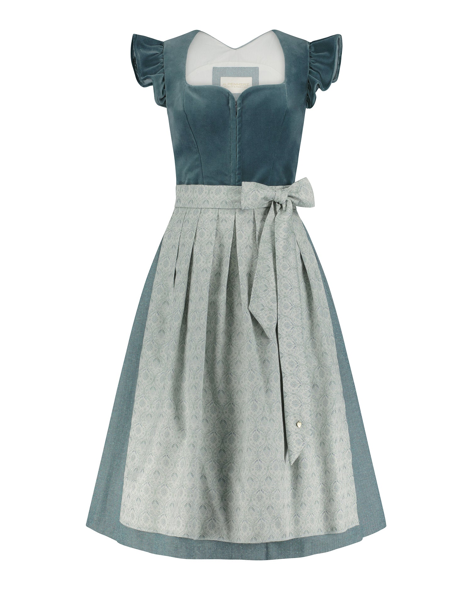alpenherz-samtdirndl-melissa-mit-abkn-pfbarem-arm-in-eukalyptus image 2