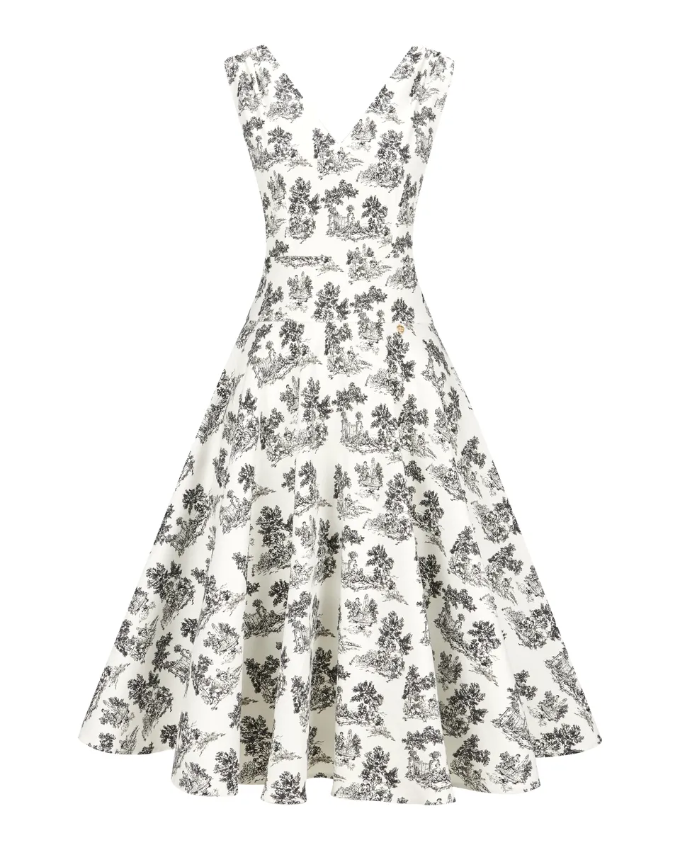alpenherz-kleid-monaco-v-ausschnitt-trachtenkleid-schwarz-wei image 1