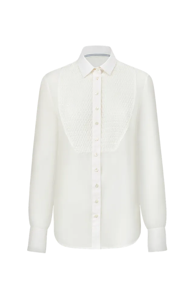 g-ssl-waffelsmok-bluse-damen-aus-baumwolle-und-seide-transparent image 1