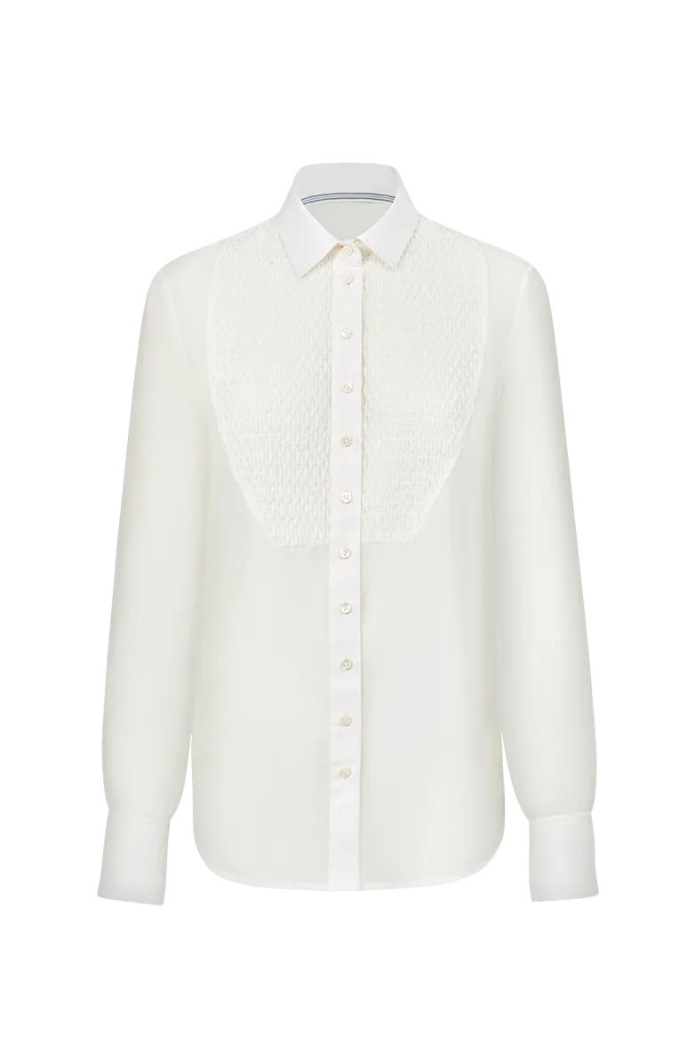 g-ssl-waffelsmok-bluse-damen-aus-baumwolle-und-seide-transparent image 1