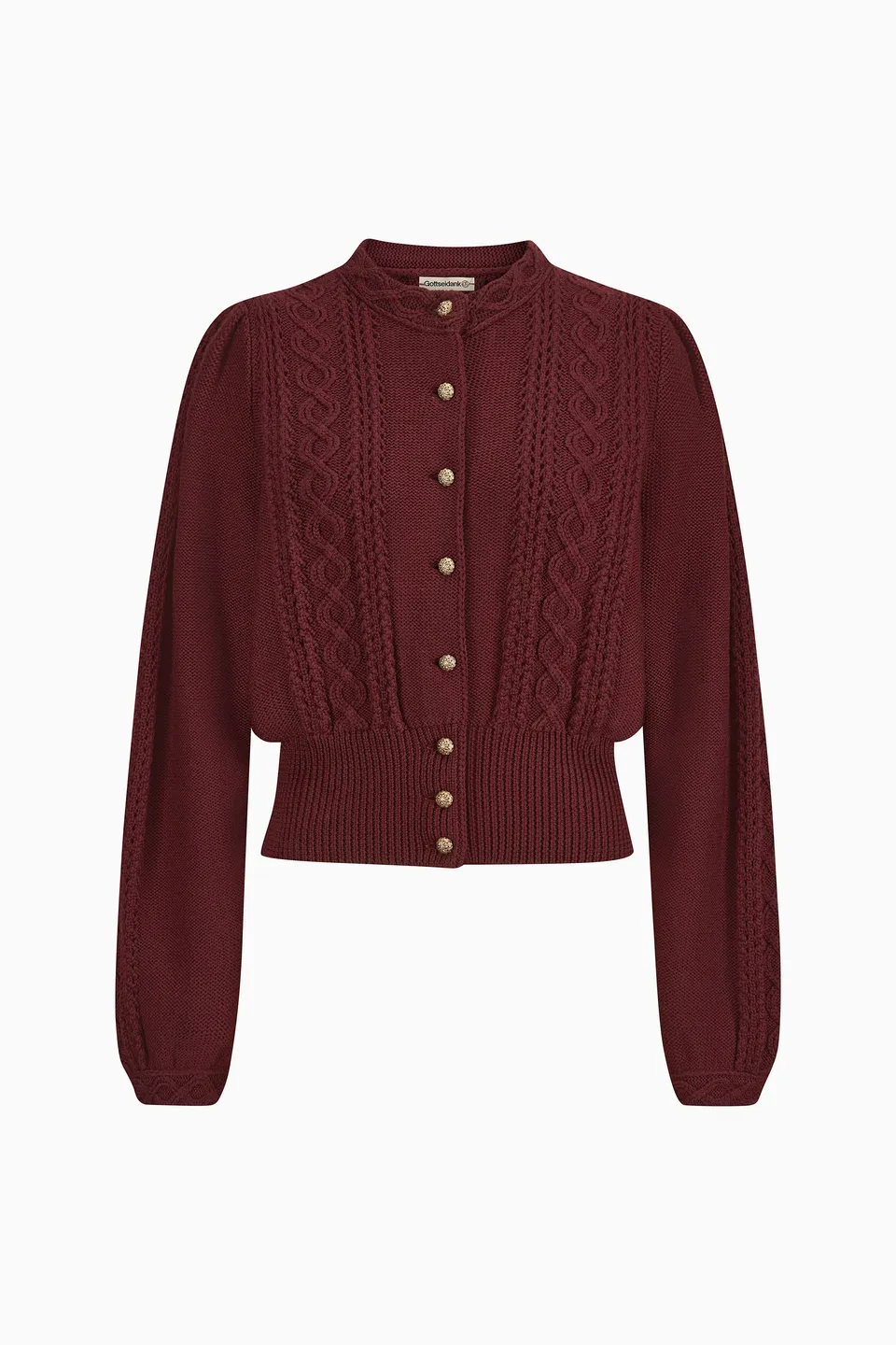 gottseidank-damenstrickjacke-lea-linksstrick-mit-stehkragen-puffarm image 1