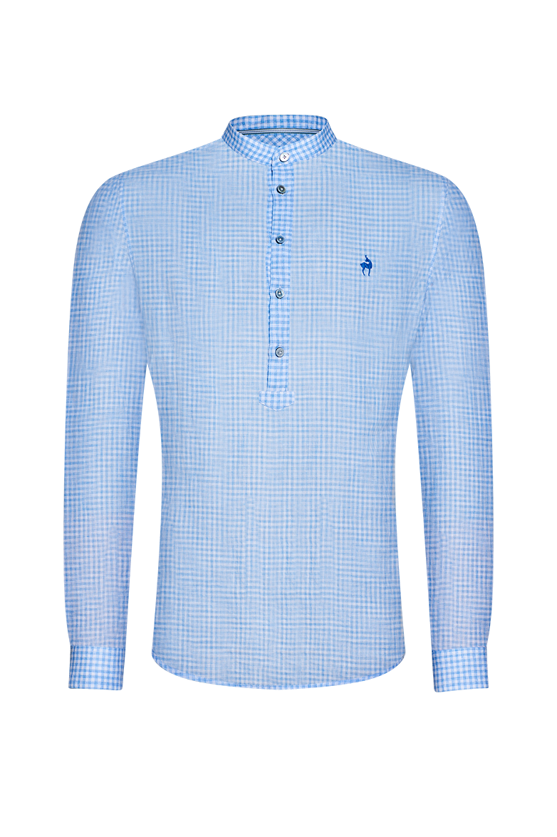 g-ssl-pfoad-fein-kariert-herren-trachtenhemd-normandie-leinen-blau image 1