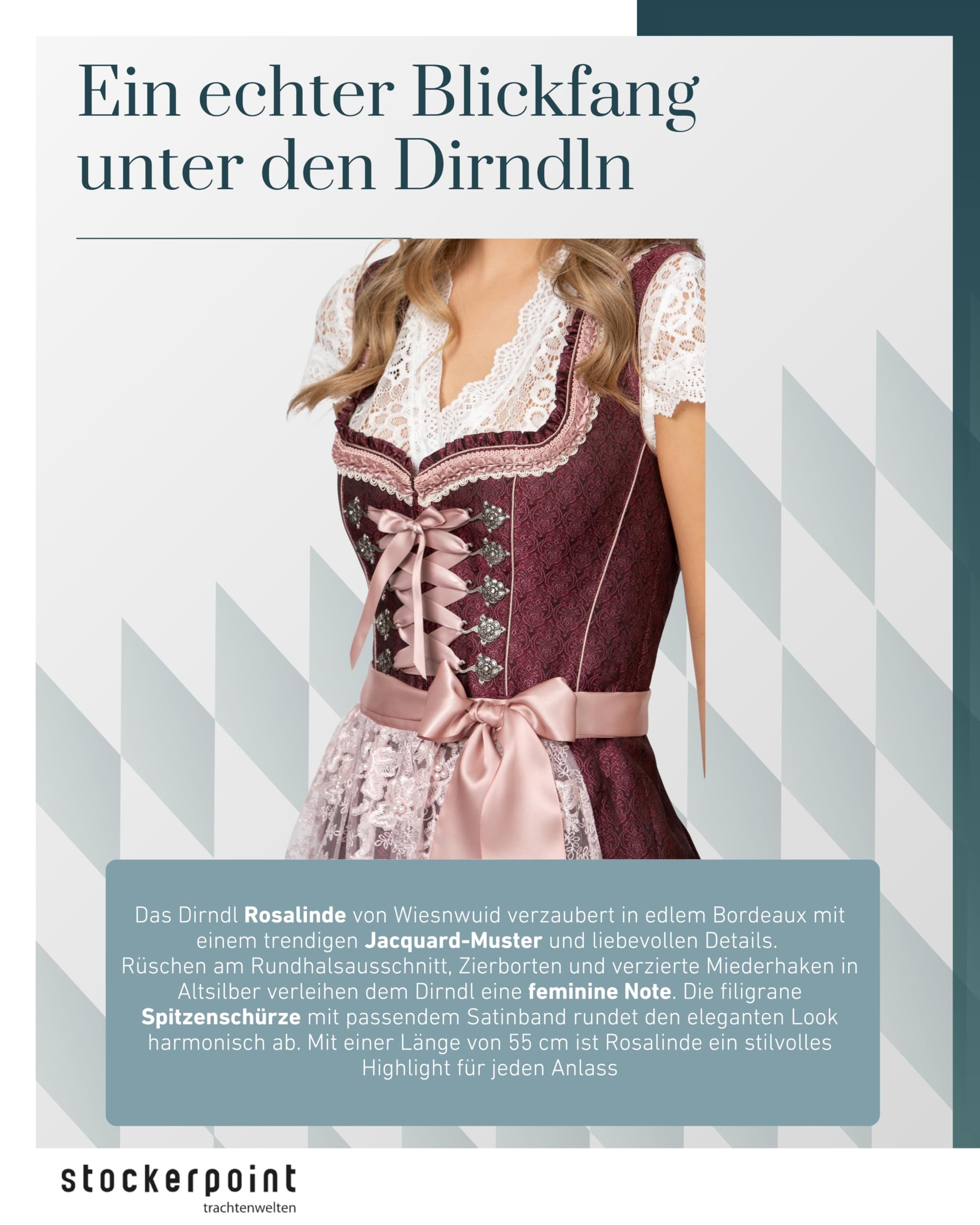 stockerpoint-dirndl-rosalinde-jacquard-dirndl-bordeaux image 5