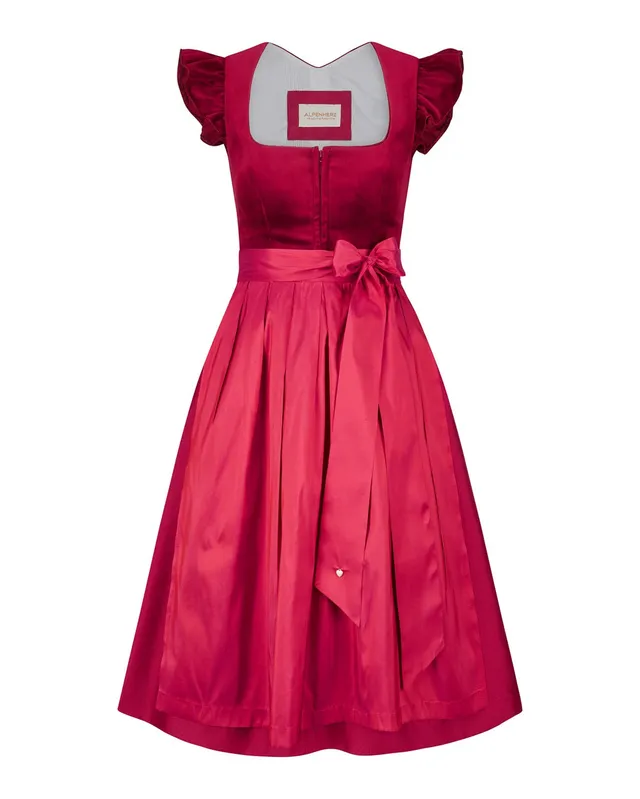 alpenherz-dirndl-ruby-3-in-1-samt-dirndl-in-kirschrot image 1