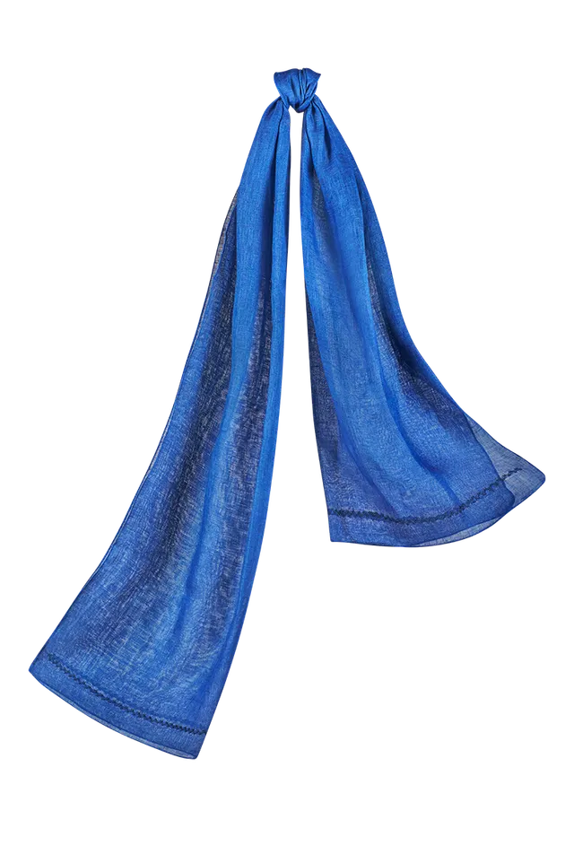 g-ssl-blaudruck-schal-aus-leinen image 1