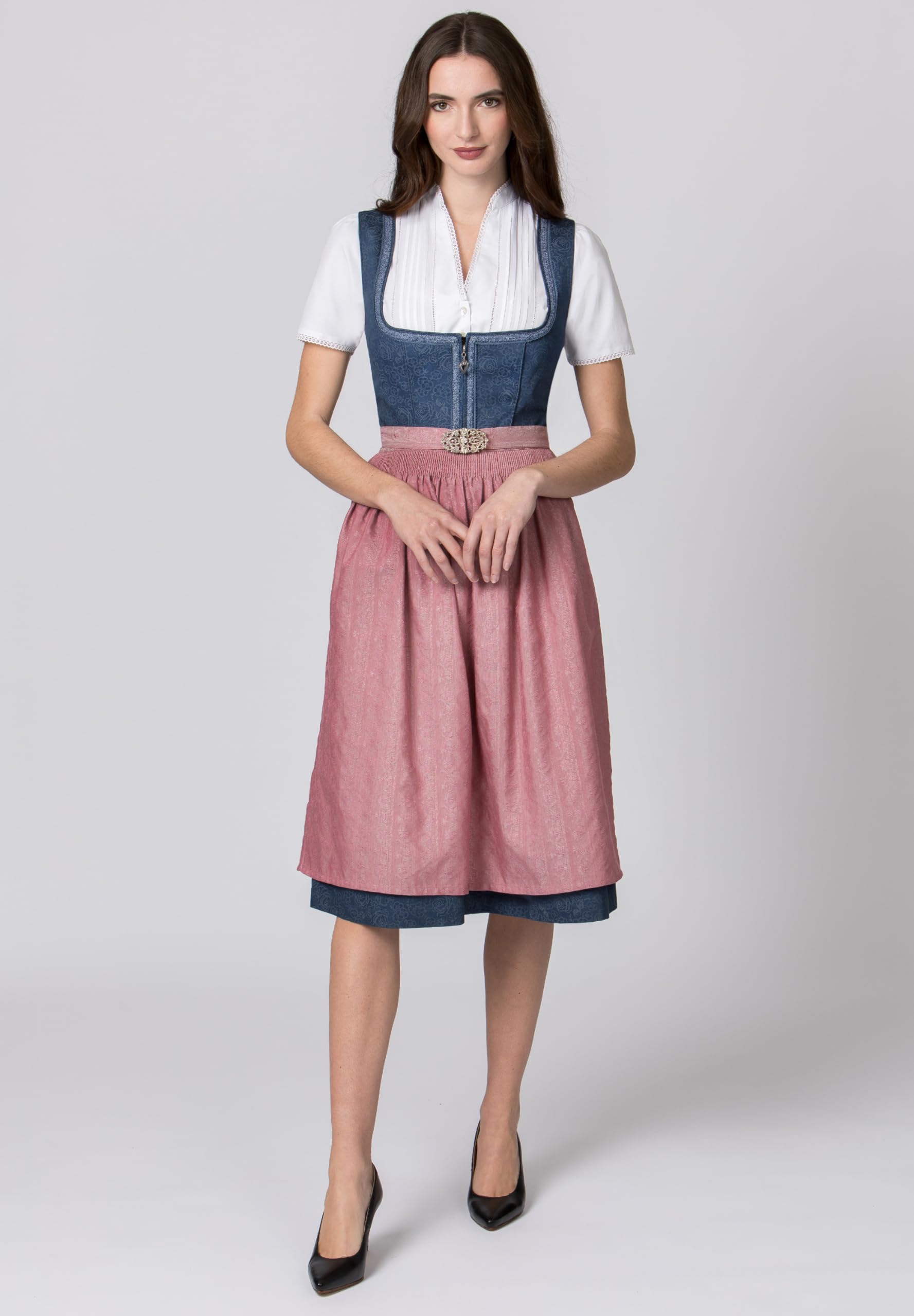 stockerpoint-roseline-midi-dirndl-blau-altrosa-baumwolle image 2