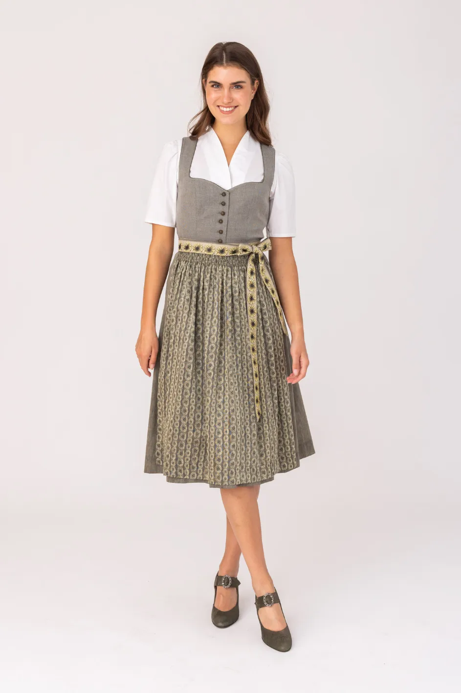 felicitas-damen-dirndl-dillie-oliv-stretch-bamboo-jacquard-dirndl image 1