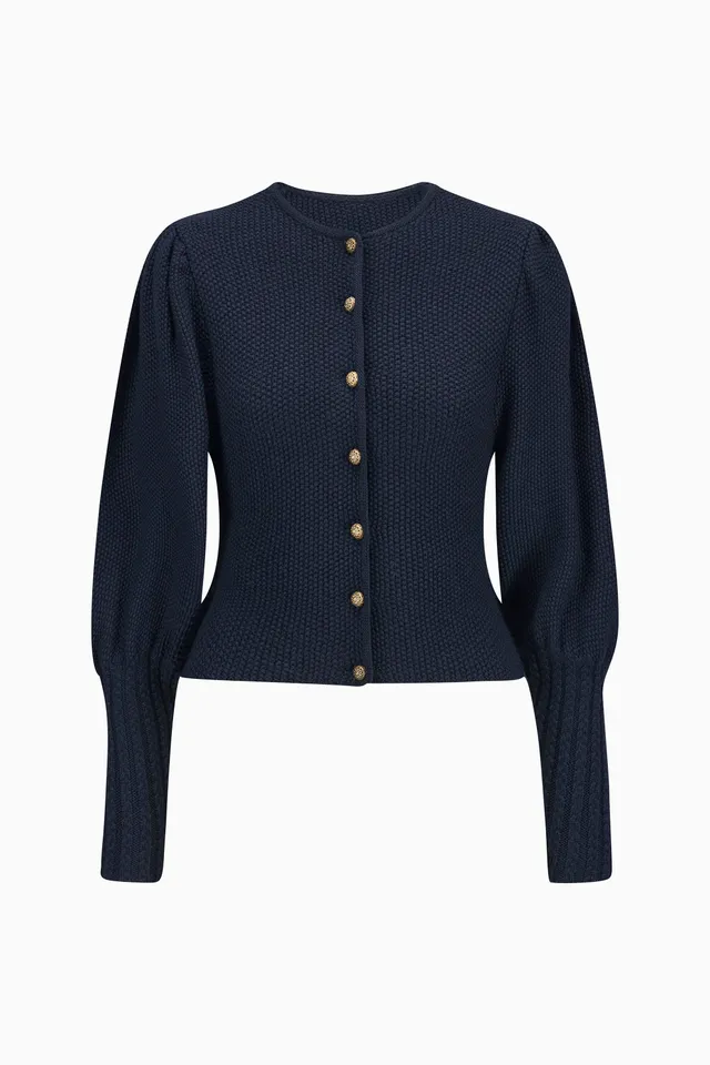 gottseidank-damenstrickjacke-gisela-uni-rundhals-mit-puff-rmeln-2 image 1