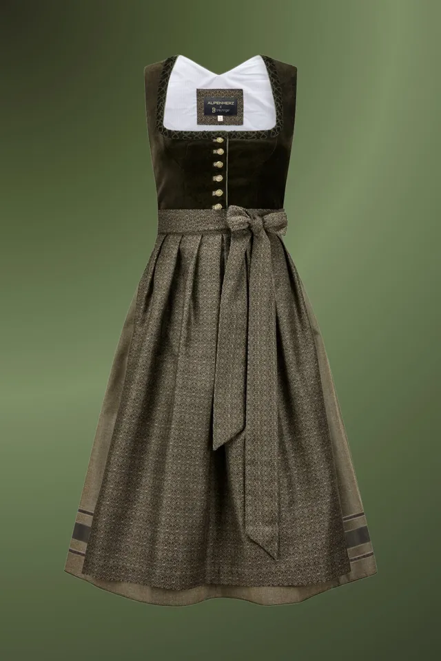 alpenherz-dirndl-mia-samt-dirndl-in-oliv image 1