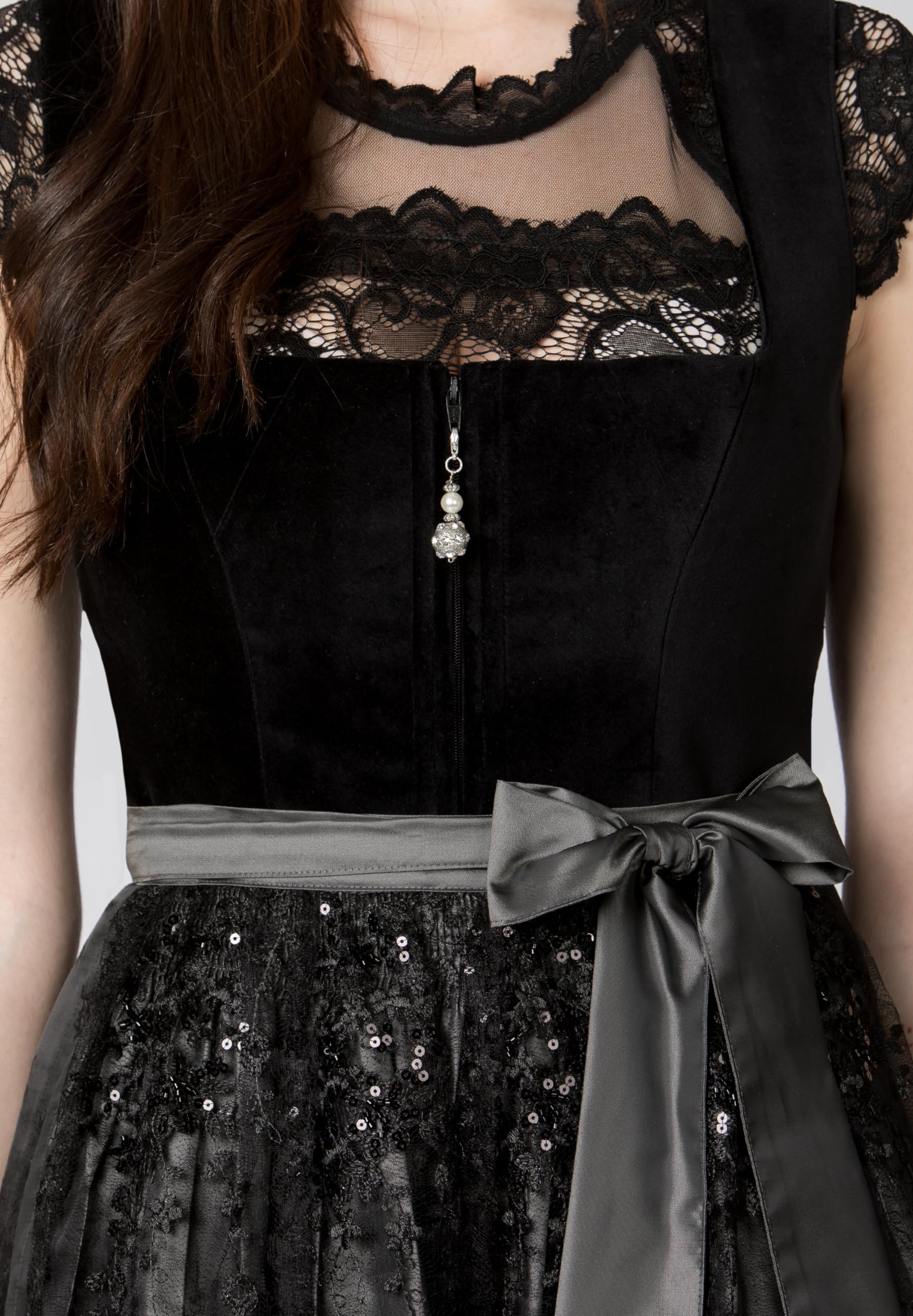 bergfeuer-damen-esta-midi-dirndl-schwarz-samt-mit-spitzensch-rze image 6