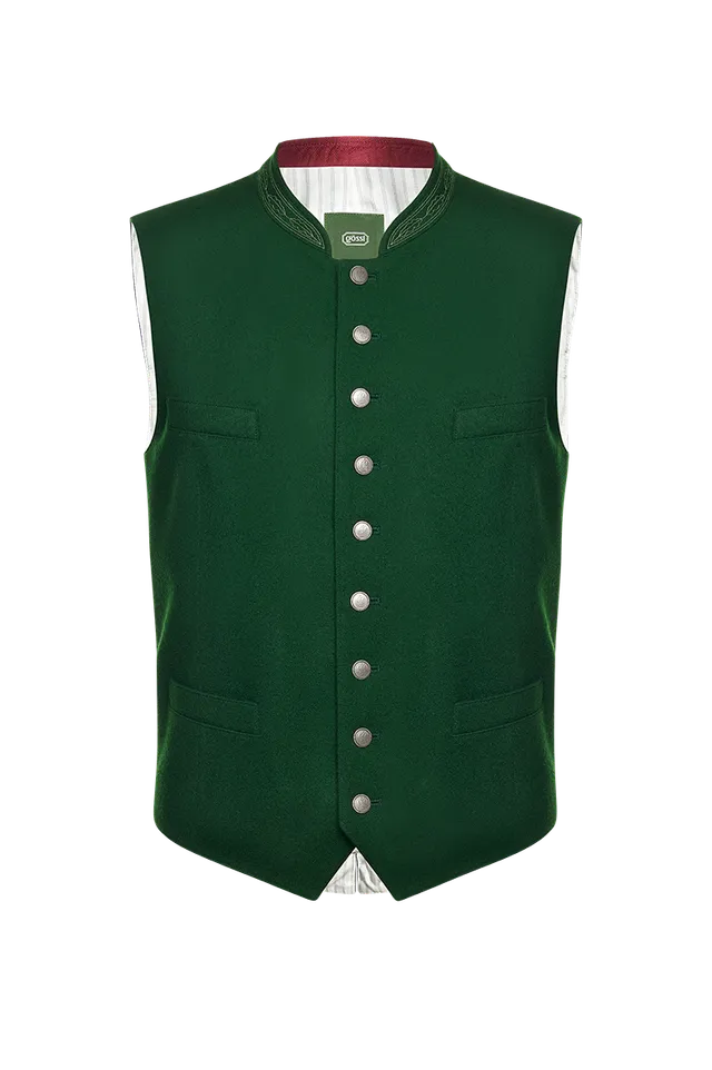 g-ssl-ausseer-gilet-aus-strichloden-gr-n-mit-eichenlaub image 1