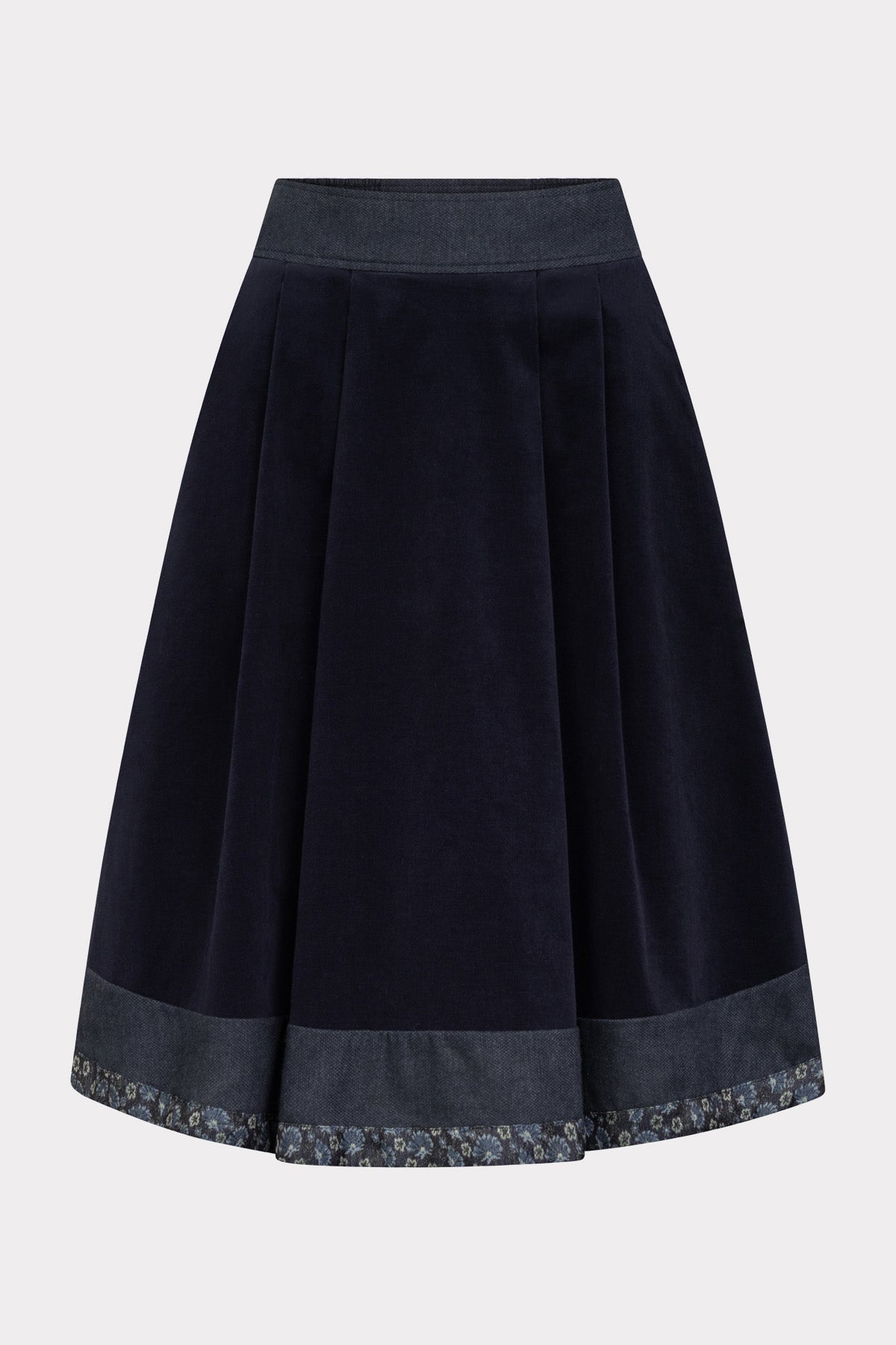 felicitas-damen-rock-rina-baumwollrock-blau-mit-denimsaum image 1