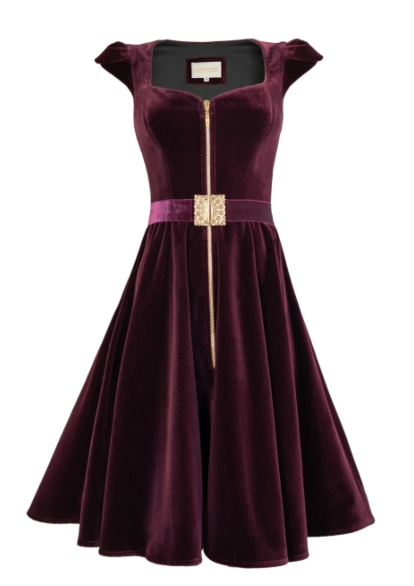 alpenherz-samtkleid-grazia-damen-samtkleid-bordeaux-baumwolle image 1
