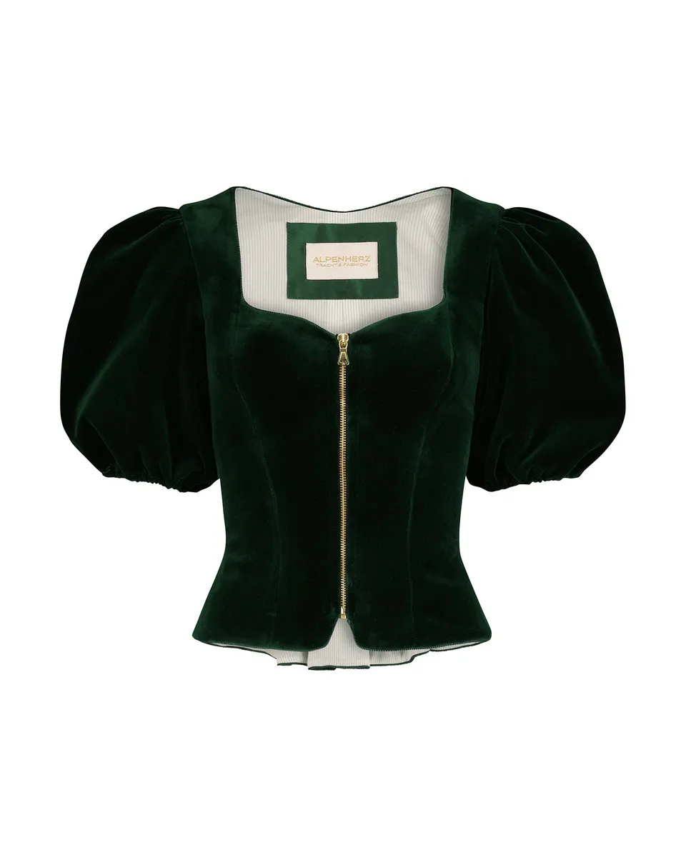 alpenherz-samtmieder-diana-dunkelgr-n-puffarm-dirndl-mieder image 1