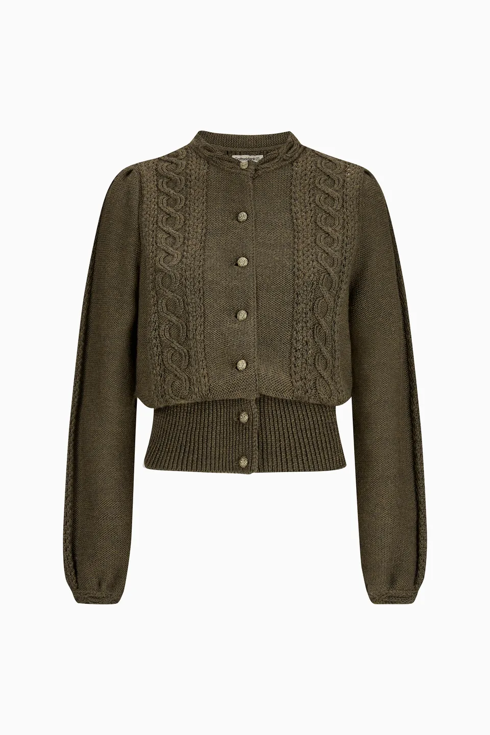 gottseidank-damenstrickjacke-lea-mit-stehkragen-und-puffarm image 1