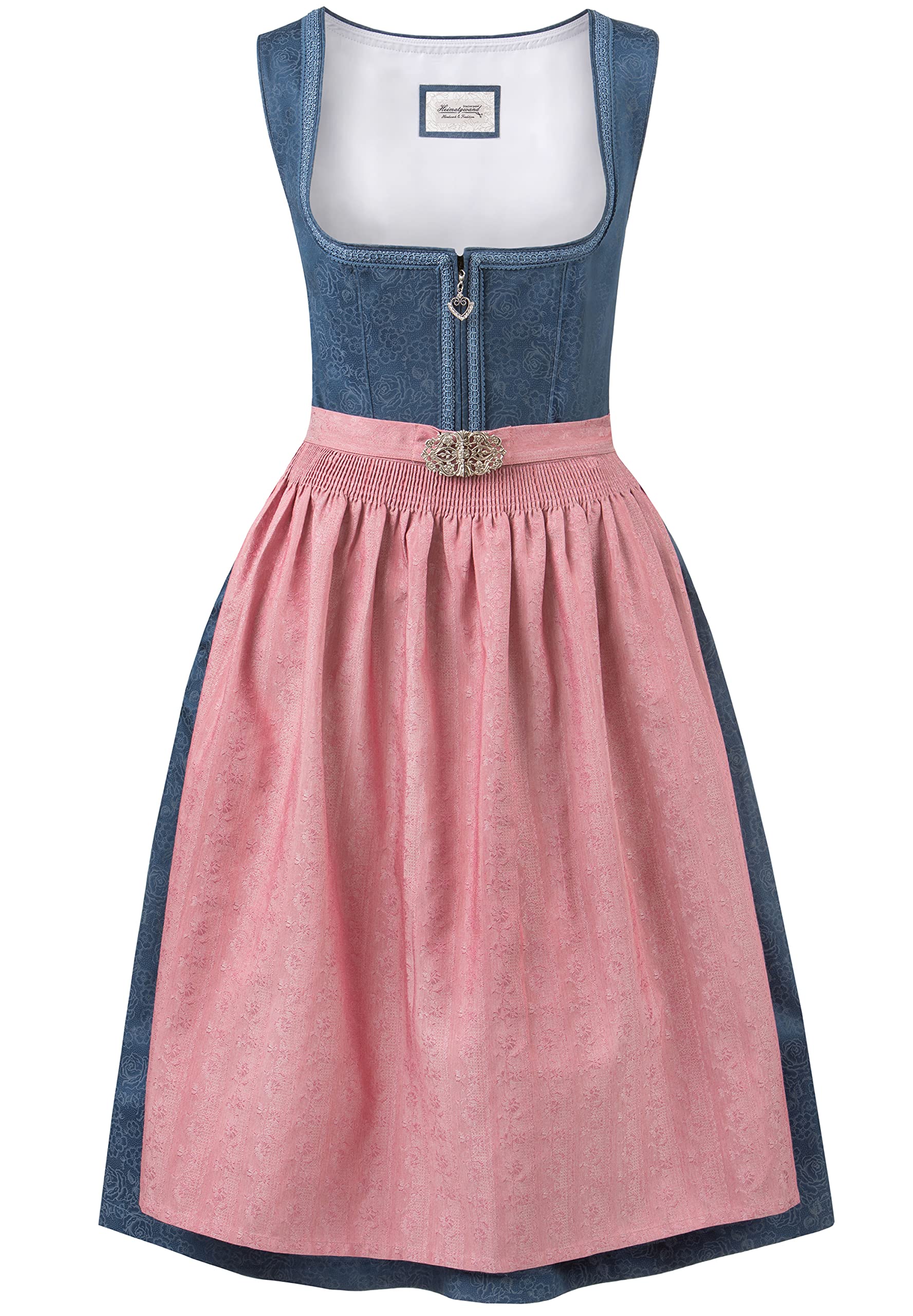 stockerpoint-roseline-midi-dirndl-blau-altrosa-baumwolle image 1
