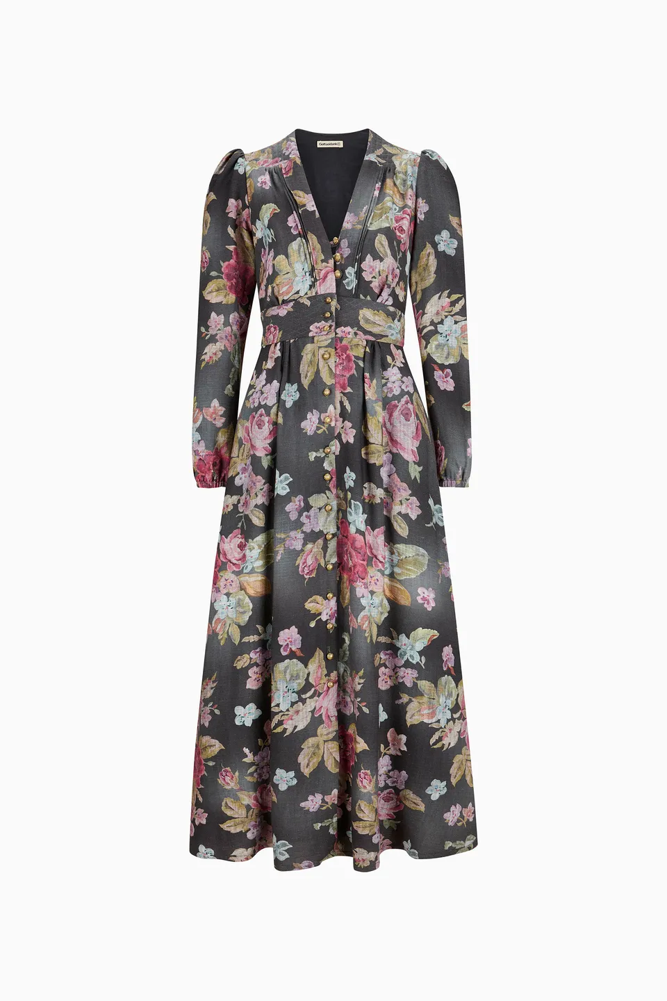 gottseidank-damenkleid-zoe-midi-mit-puff-rmeln-gef-ttert image 1