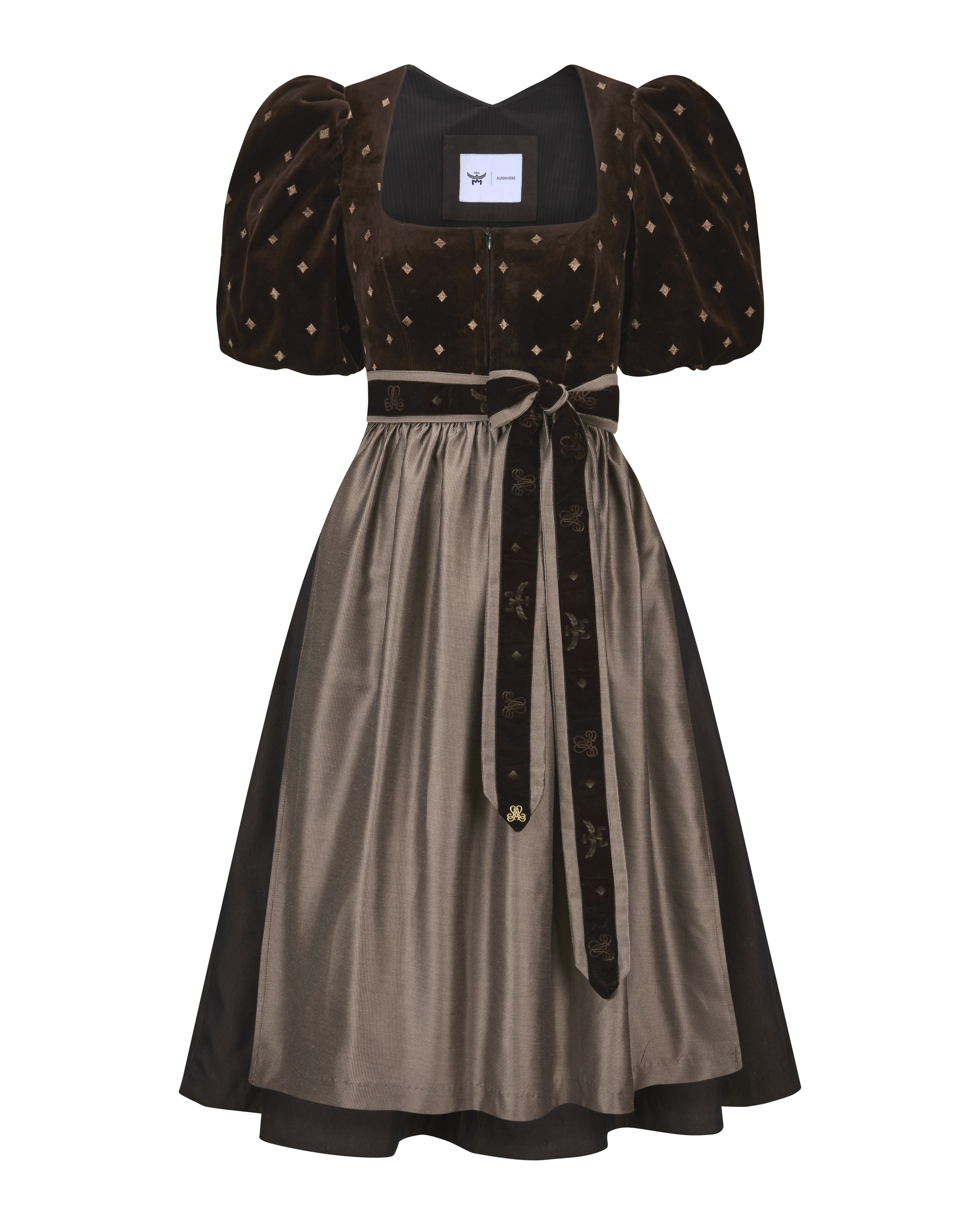 alpenherz-x-mcm-dirndl-puffarm-espresso-martini-samt-damen image 2
