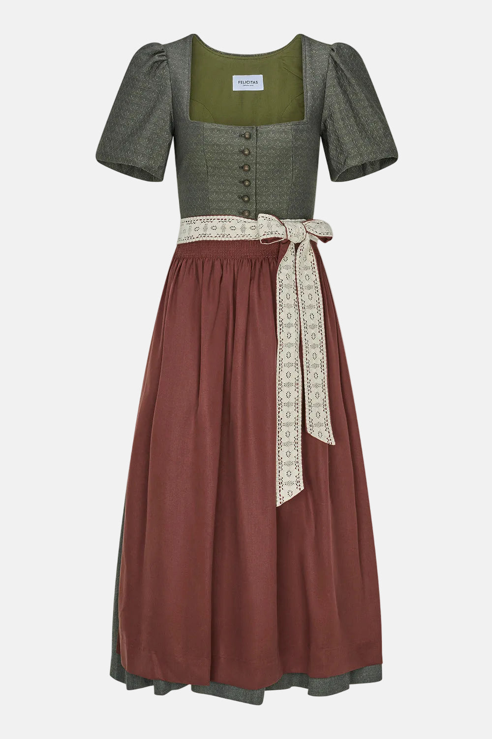 felicitas-damen-dirndl-dania-80-cm-oliv-mit-jacquard-mieder image 2