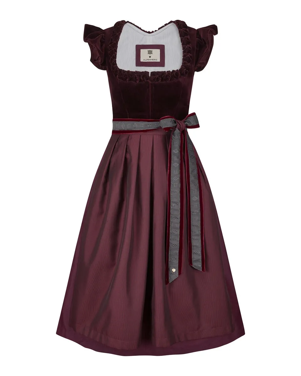 alpenherz-dirndl-lisa-riani-dunkelrot-fl-gelarm image 1