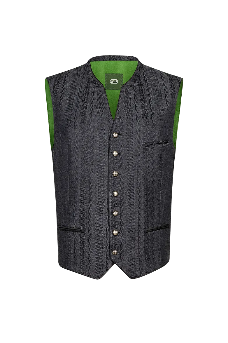 g-ssl-gilet-anziehungspunkt-seidenjacquard-grau-schwarz-herren image 1