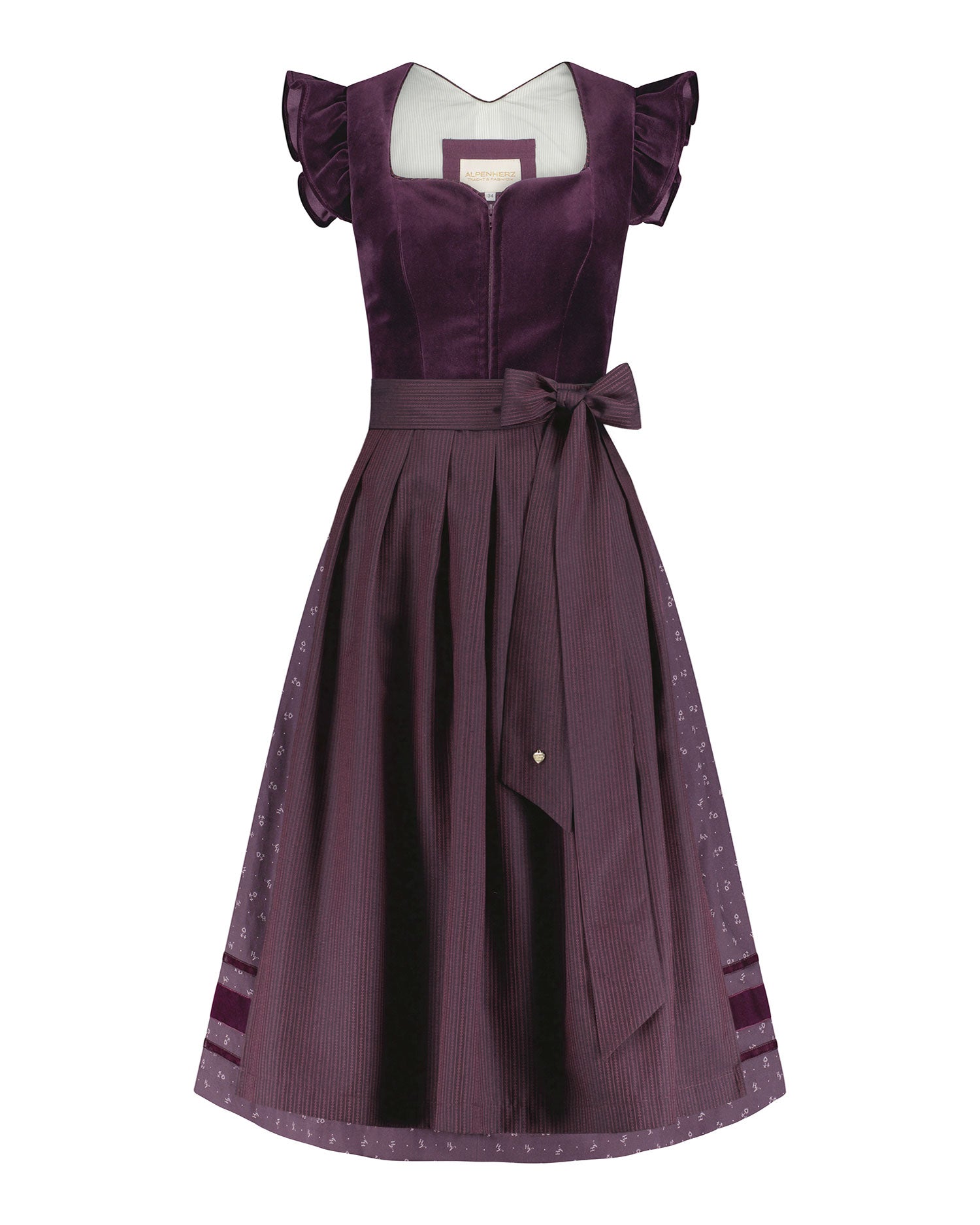 alpenherz-samtdirndl-melissa-aubergine-mit-abkn-pfbarem-fl-gelarm image 1