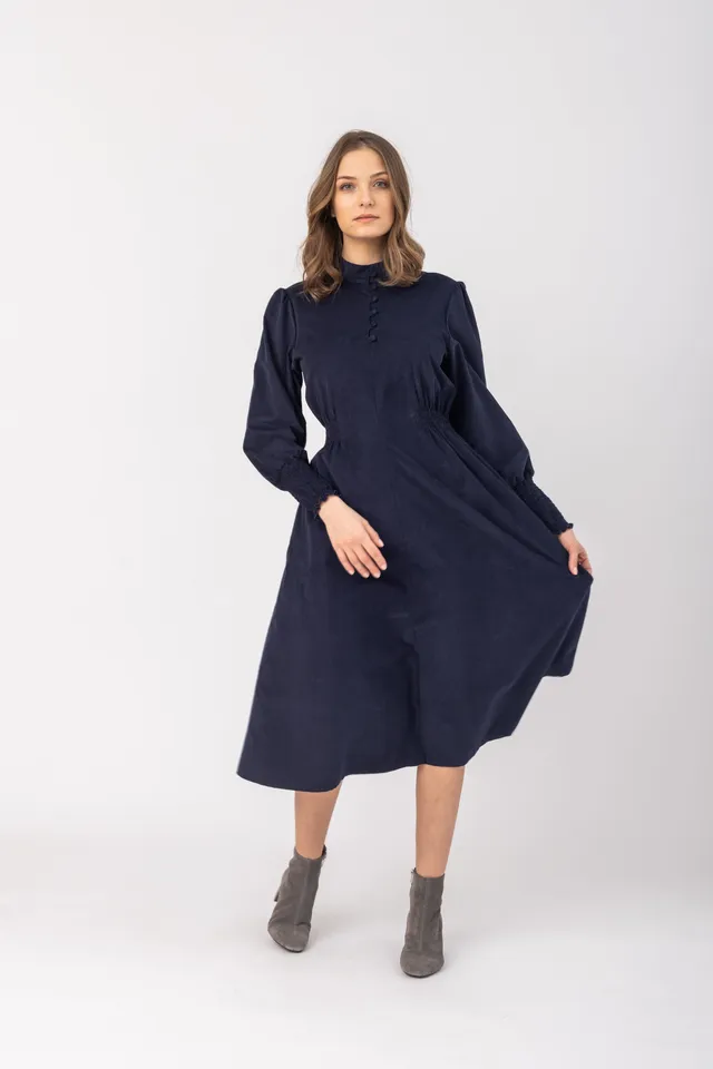 felicitas-kleid-kaylie-damen-flanellkleid-mit-smokbund image 1