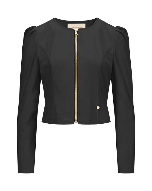 AlpenHerz Denise Damen Trachtenjanker schwarz mit Zipper