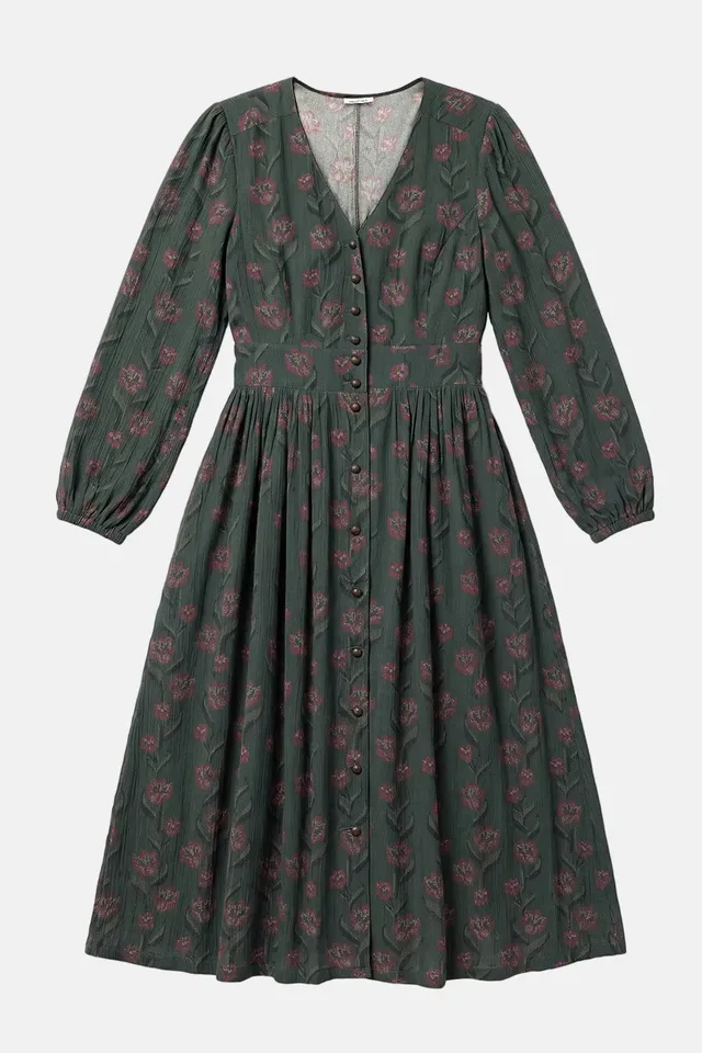 felicitas-karlinda-damen-kleid-viskose-floral-gef-ttert-v-ausschnitt image 1