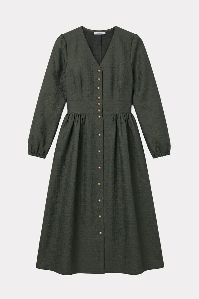 felicitas-karlinda-damen-kleid-jacquard-v-ausschnitt image 1