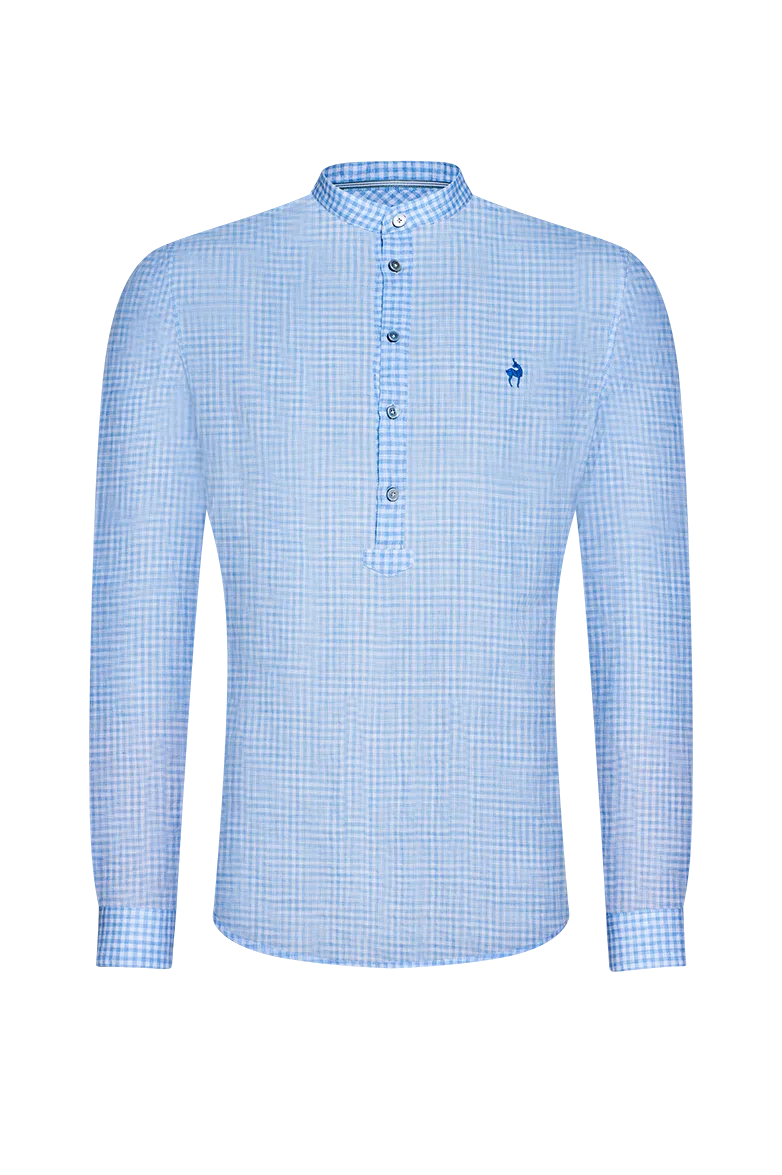 g-ssl-pfoad-fein-kariert-herren-trachtenhemd-normandie-leinen-blau image 1