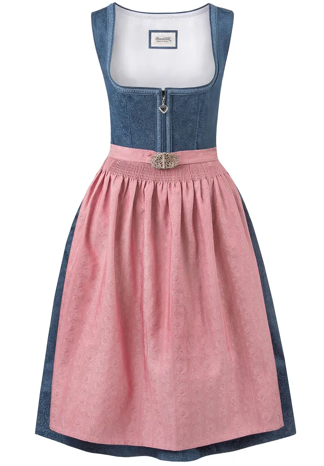 stockerpoint-roseline-midi-dirndl-blau-altrosa-baumwolle image 1