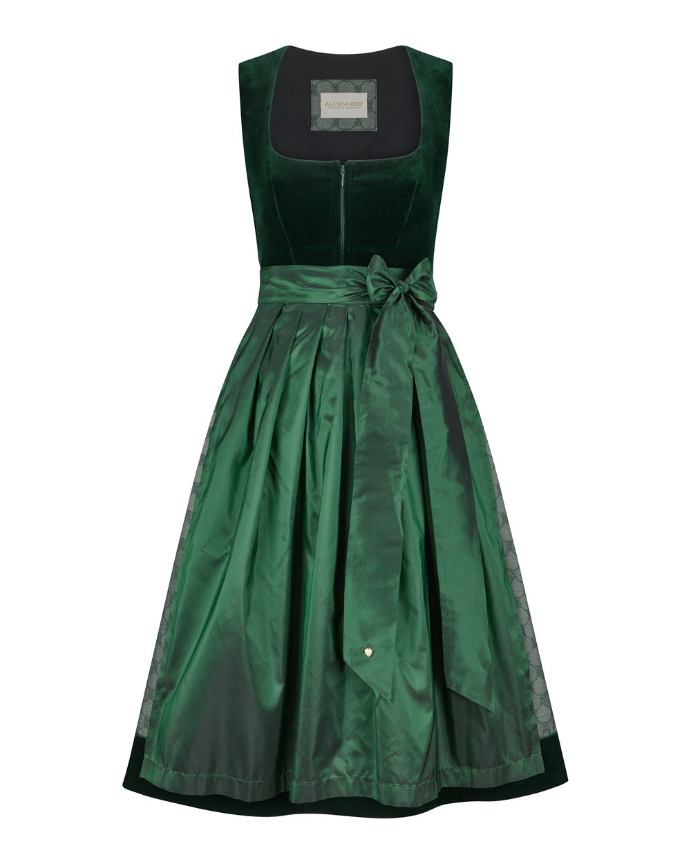 alpenherz-samtdirndl-mona-mit-abnehmbarem-puffarm-in-tannengr-n image 2