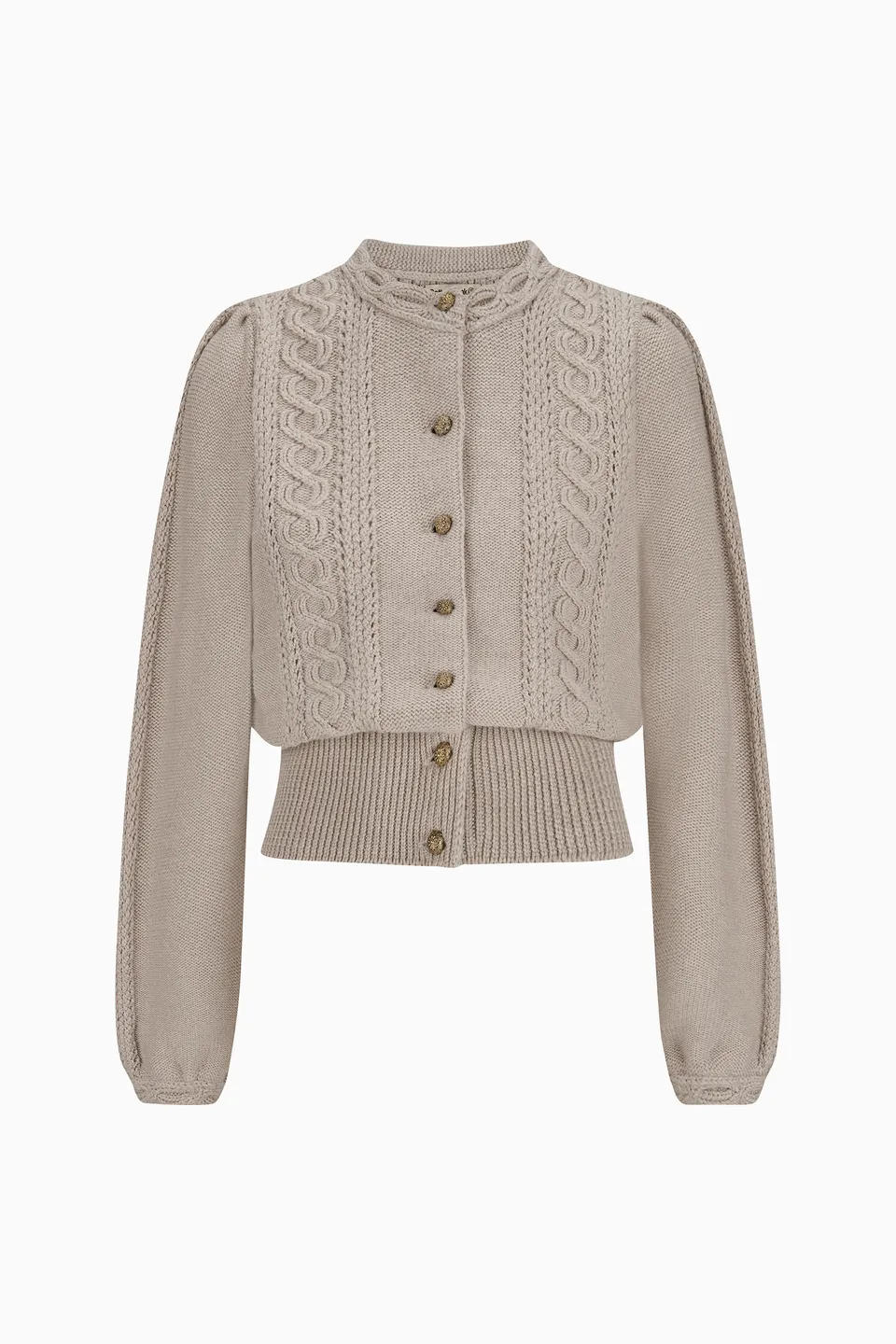 gottseidank-damenstrickjacke-lea-linksstrickjacke-mit-stehkragen-und-puffarm image 1