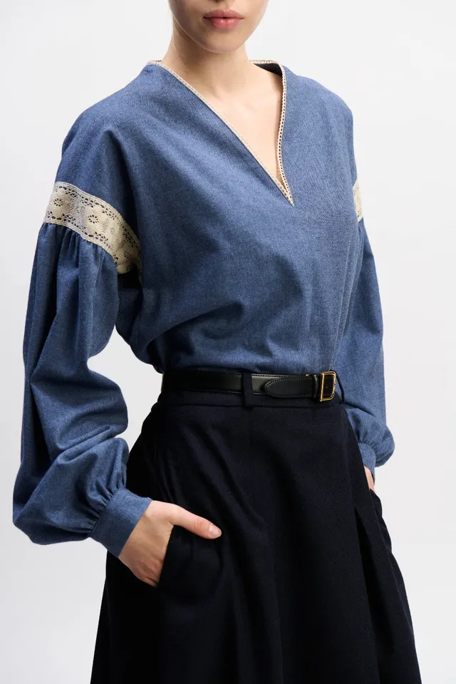 felicitas-damen-bluse-billi-baumwoll-flanell-mit-spitze image 1