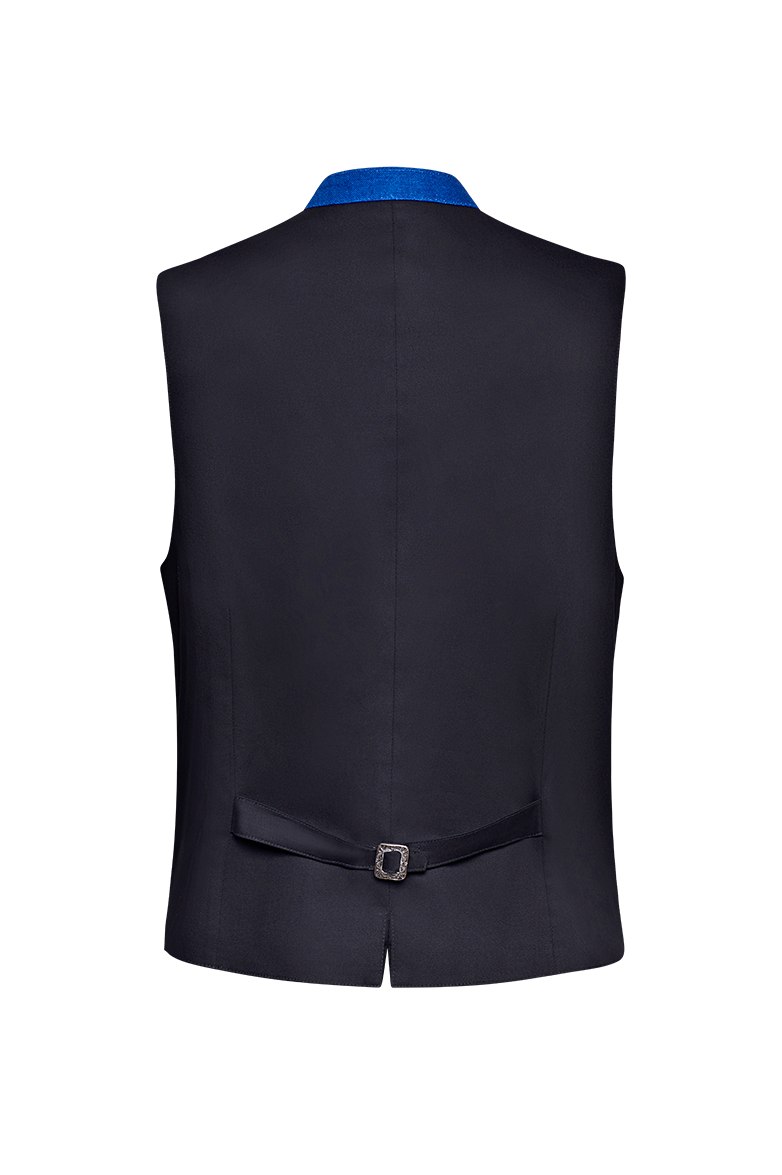 g-ssl-blaudruck-gilet-herren-blau-leinen-hochgeschlossen image 2