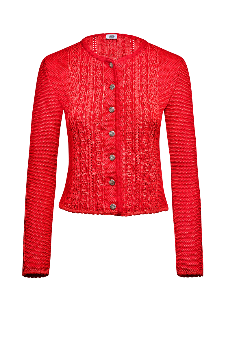 g-ssl-jacke-in-plattiertem-strick-trachten-strickjacke-rot image 1