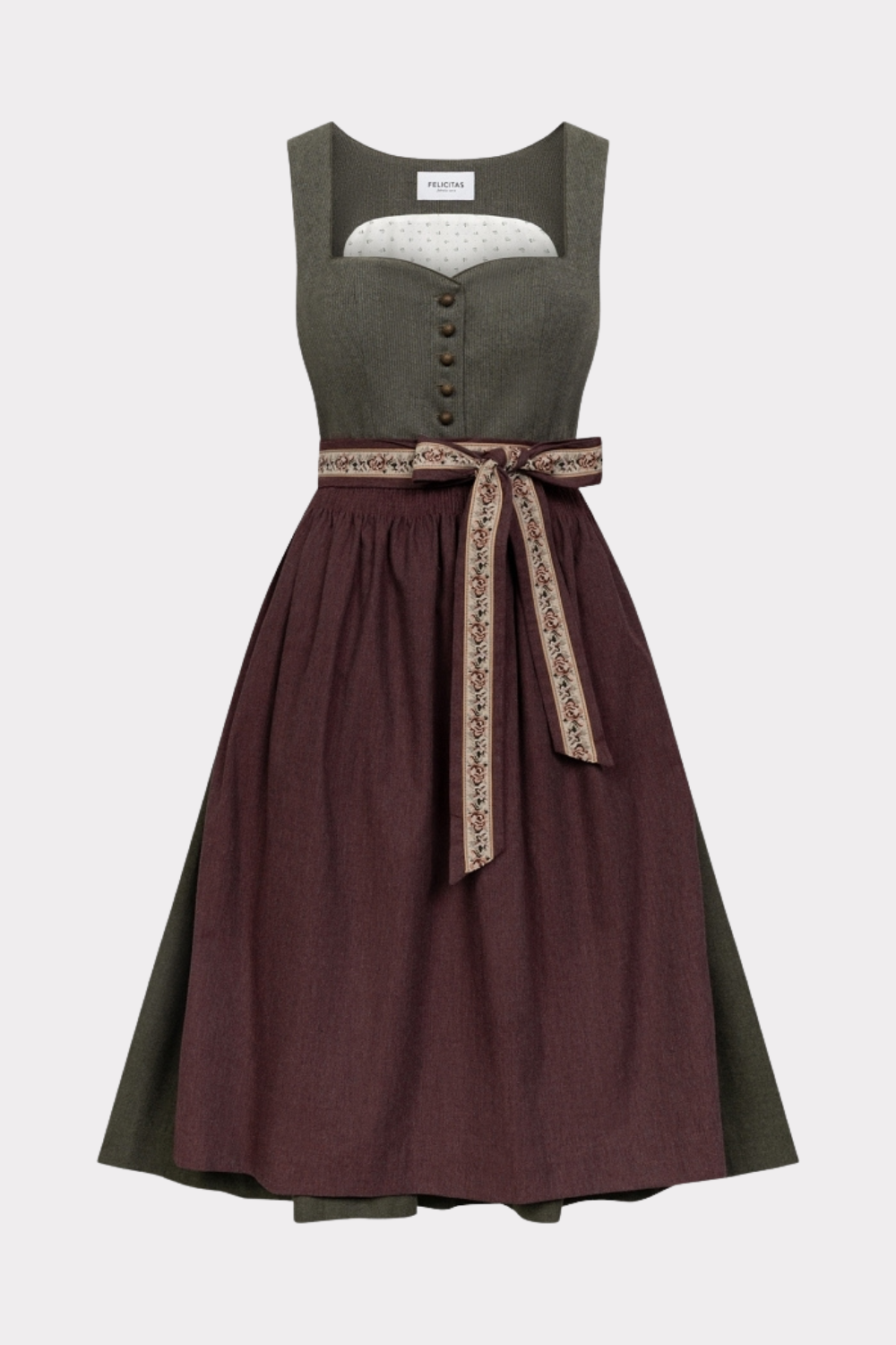 felicitas-dasha-damen-dirndl-olive-herzausschnitt-flanell image 3