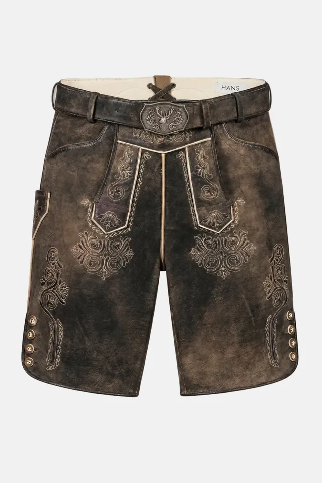 felicitas-herren-lederhose-ostsee-kurze-echtleder-trachtenhose image 1